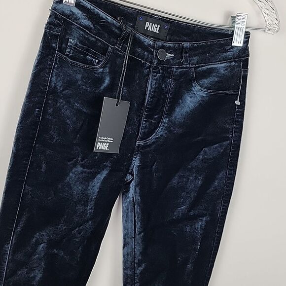 PAIGE womens 23 hoxton ultra skinny velvet midnight jeans pants high rise waist - Picture 4 of 9